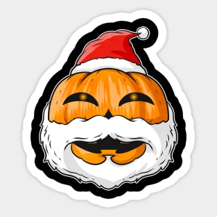 Pumpkin With Santa Beard And Hat Christmas Hallowxmas Sticker